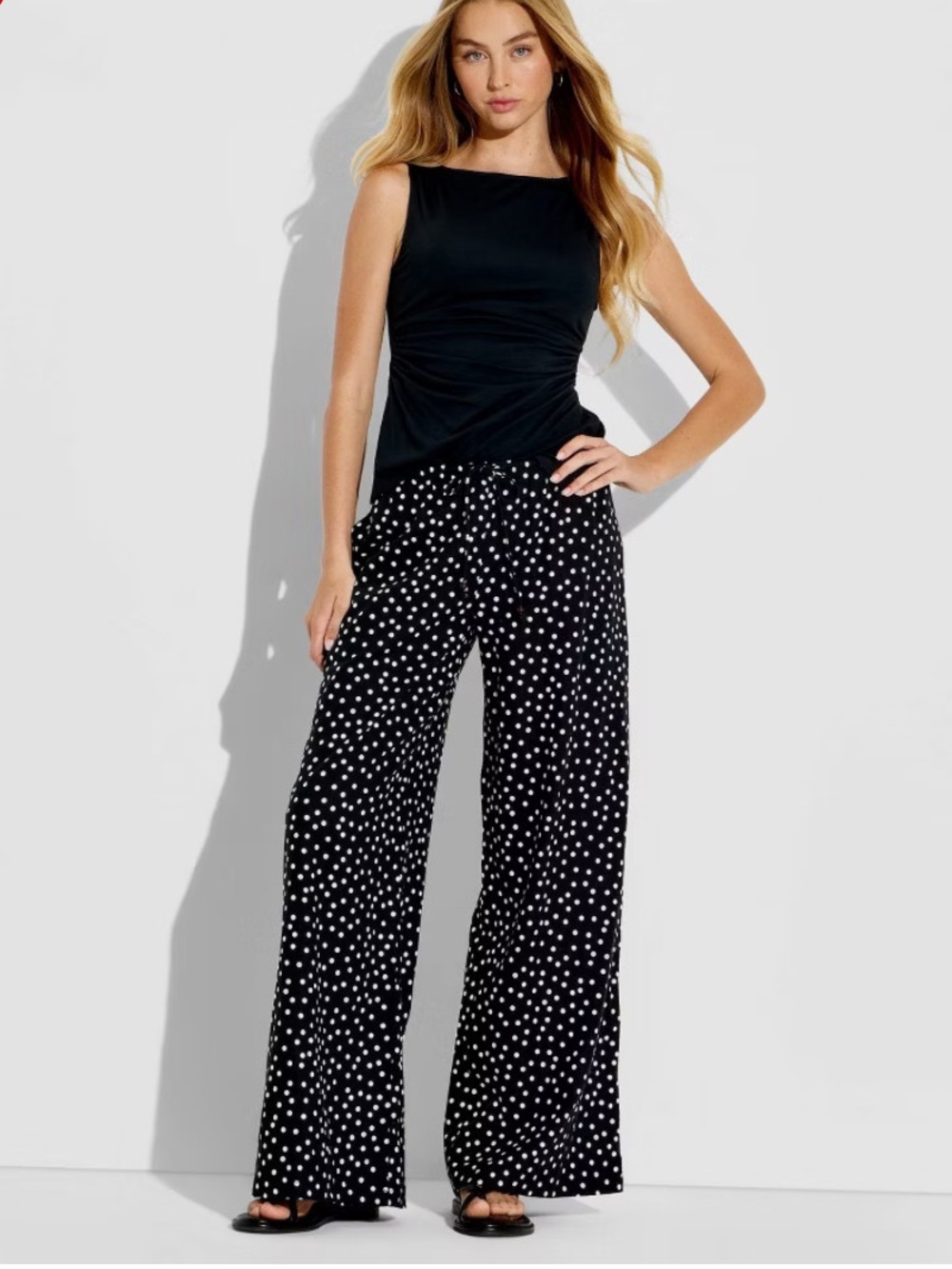 wild fable Black Polka Dot Wide-Leg Pull-On Pants